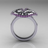 14K White Gold Lilac Amethyst Water Lily Leaf Wedding Ring Engagement Ring NN121-14KWGLA-2