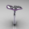 14K White Gold Lilac Amethyst Water Lily Leaf Wedding Ring Engagement Ring NN121-14KWGLA-3