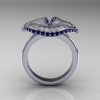 14K White Gold Blue Sapphire Water Lily Leaf Wedding Ring Engagement Ring NN121-10KWGSBS-2