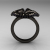18K Black Gold Diamond Water Lily Leaf Wedding Ring Engagement Ring NN121-18KBGD-2