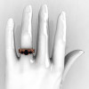 French 14K Rose Gold Three Stone Black Diamond Wedding Ring Engagement Ring Bridal Set R182S-14KRGBD-5