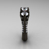 14K Black Gold Three Stone Diamond Cubic Zirconia Solitaire Ring R200-14KBGDCZ-3