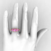 Classic 14K Rose Gold Three Stone Diamond Light Pink Sapphire Solitaire Ring R200-14KRGDLPS-5