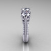 Classic 14K White Gold Three Stone Diamond Cubic Zirconia Solitaire Ring R200-14KWGDCZ-3