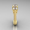 Classic 14K Yellow Gold Three Stone Diamond Cubic Zirconia Solitaire Ring R200-14KYGDCZ-3