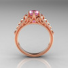 Classic French 14K Rose Gold 1.0 Carat Light Pink Sapphire Lace Ring R175-14RGLPS-2