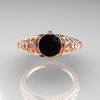 Classic French 18K Rose Gold 1.0 Carat Black Diamond Lace Ring R175-18KRGDBD-4