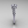 Classic French 14K White Gold 1.0 Carat Cubic Zirconia Diamond Lace Ring R175-14WGDCZ-3