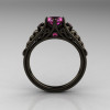 Classic 14K Black Gold 1.0 Carat Pink Sapphire Lace Ring R175-14KBGPS-2