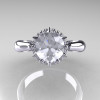 14K White Gold Diamond 1.0 Carat Cubic Zirconia Tulip Solitaire Engagement Ring NN119-14KWGDCZ-4