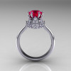 14K White Gold Diamond 1.0 Carat Ruby Tulip Solitaire Engagement Ring NN119-14KWGDR-2