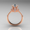 14K Rose Gold Diamond 1.0 Carat Aquamarine Tulip Solitaire Engagement Ring NN119-14KRGDAQ-2