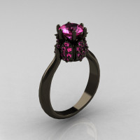 14K Black Gold 1.0 Carat Pink Sapphire Tulip Solitaire Engagement Ring NN119-14KBGPS-1
