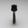 14K Black Gold 1.0 Carat Black Diamond Tulip Solitaire Engagement Ring NN119-14KBGBD-3