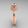 14K Rose Gold Diamond 1.0 Carat Aquamarine Tulip Solitaire Engagement Ring NN119-14KRGDAQ-3