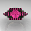 Modern Edwardian 14K Black Gold 1.0 Carat Pink Sapphire Ring R202-14KBGPS-4