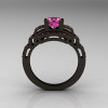 Modern Edwardian 14K Black Gold 1.0 Carat Pink Sapphire Ring R202-14KBGPS-2