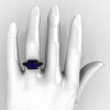 Modern Edwardian 14K Black Gold 1.0 Carat Blue Sapphire Ring R202-14KBGBS-5