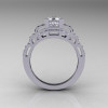 Modern Edwardian 14K White Gold 1.0 Carat White Sapphire Black Diamond Ring R202-14KWGBDWS-3