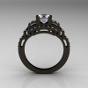 Modern Edwardian 14K Black Gold 1.0 Carat Cubic Zirconia Diamond Ring R202-14KBGDCZ-2