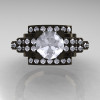 Modern Edwardian 14K Black Gold 1.0 Carat Cubic Zirconia Diamond Ring R202-14KBGDCZ-4