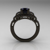 Modern Edwardian 14K Black Gold 1.0 Carat Black Diamond Ring R202-14KBGBD-3