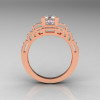 Modern Edwardian 14K Rose Gold 1.0 Carat CZ Diamond Ring R202-14KRGDCZ-2
