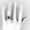 Modern Edwardian 14K White Gold 1.0 Carat Blue Sapphire Diamond Ring R202-14KWGDBS-5