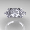 Classic 14K White Gold 1.0 CT Cubic Zirconia Diamond Solitaire Wedding Ring R203-14KWGDCZ-4