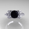 Classic 10K White Gold 1.0 CT Black and White Diamond Solitaire Wedding Ring R203-10KWGDBD-4