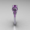 Classic 14K White Gold 1.0 CT Lilac Amethyst Solitaire Wedding Ring R203-14KWGLA-3