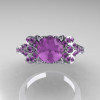 Classic 14K White Gold 1.0 CT Lilac Amethyst Solitaire Wedding Ring R203-14KWGLA-4