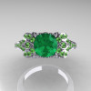 Classic 14K White Gold 1.0 CT Emerald Peridot Blazer Wedding Ring R203-14KWGPEM-4