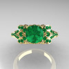 Classic 14K Yellow Gold 1.0 CT Emerald Solitaire Wedding Ring R203-14KYGEM-4
