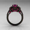 Classic 14K Black Gold 1.0 CT Pink Sapphire Blazer Wedding Ring R203-14KBGPS-2