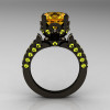 Classic French 14K Black Gold 3.0 Carat Citrine Yellow Topaz Solitaire Wedding Ring R401-14KBGYTC-2