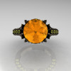 Classic French 14K Black Gold 3.0 Carat Citrine Yellow Topaz Solitaire Wedding Ring R401-14KBGYTC-4