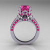 Classic French 10K White Gold 3.0 Carat Pink Sapphire Solitaire Wedding Ring R401-10KWGPS-2