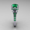 Classic French 10K White Gold 3.0 Carat Emerald Solitaire Wedding Ring R401-10KWGEM-3