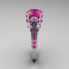 Classic French 10K White Gold 3.0 Carat Pink Sapphire Solitaire Wedding Ring R401-10KWGPS-3