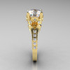 Classic French 14K Yellow Gold 3.0 Carat Simulation Diamond CZ Solitaire Wedding Ring R401-14KYGSDCZ-3