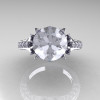 Classic French 10K White Gold 3.0 Carat White Sapphire Solitaire Wedding Ring R401-10KWGWS-4