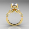 Classic French 14K Yellow Gold 3.0 Carat Simulation Diamond CZ Solitaire Wedding Ring R401-14KYGSDCZ-2