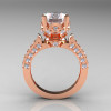 Classic French 14K Rose Gold 3.0 Carat Simulation Diamond CZ Solitaire Wedding Ring R401-14KRGSDCZ-2