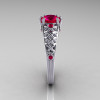 Classic French 10K White Gold 1.0 Carat Ruby Lace Ring R175-10WGR-3