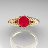 Classic French 14K Yellow Gold 1.0 Carat Ruby Lace Ring R175-14YGR-4