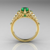 Classic French 14K Yellow Gold 1.0 Carat Emerald Lace Ring R175-14YGEM-2