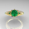 Classic French 14K Yellow Gold 1.0 Carat Emerald Lace Ring R175-14YGEM-4