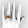 Classic French 10K White Gold 3.0 Carat Orange Sapphire Solitaire Wedding Ring R401-10KWGOS-5