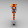 Classic French 10K White Gold 3.0 Carat Orange Sapphire Solitaire Wedding Ring R401-10KWGOS-3